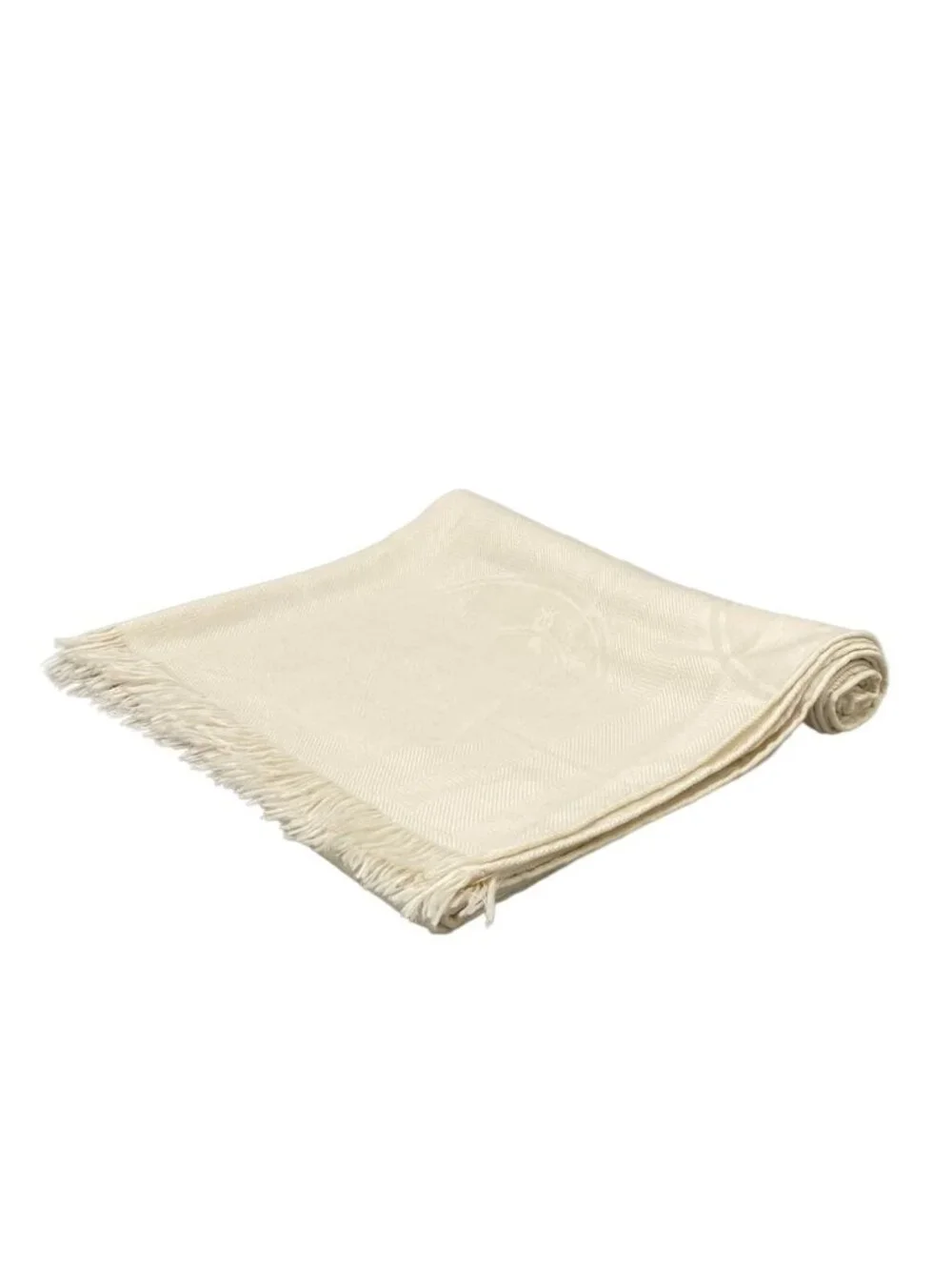 Hermes Shawl New Libris Ivory Cashmere Silk Scarf